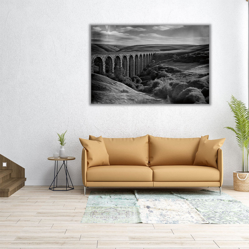 Aqueduc IV noir et blanc - reproduction d'art sur toile, H 40 po x l 60 po