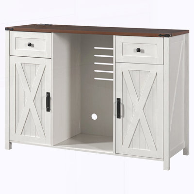 Meuble de bar à café réfrigéré de style rustique avec prise électrique, meuble-bar à café avec rangement