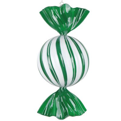 13" High-Gloss Round Swirl Candy Ornament.