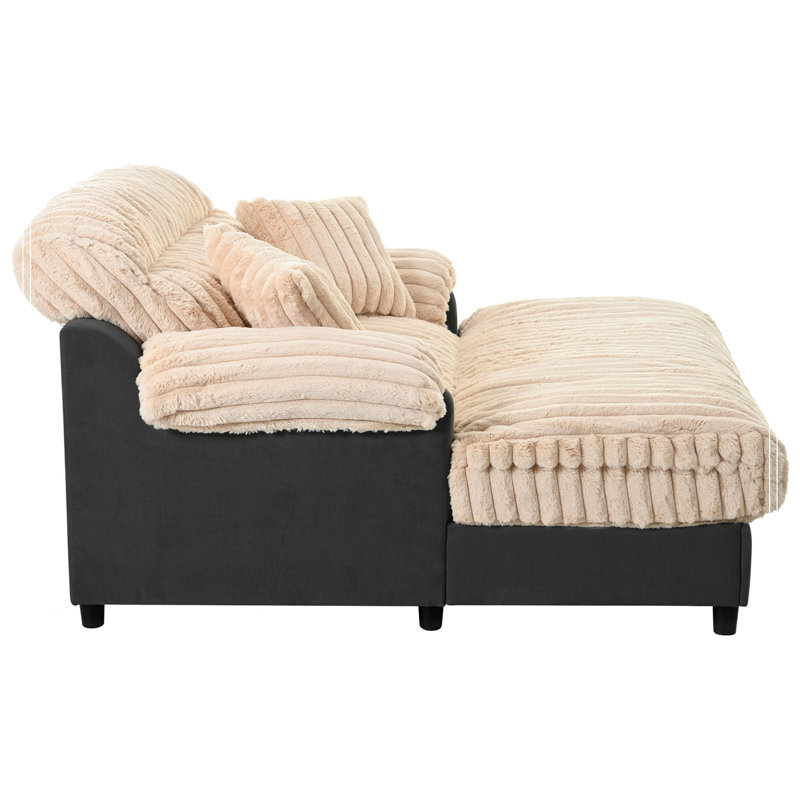 Chaise longue avec deux coussins décoratifs, Champagne