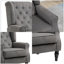 Chaise d'appoint moderne gris foncé avec dossier capitonné et pieds en bois - T3971P405899-1816359374