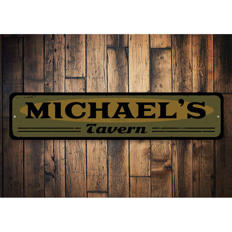Plaque de taverne, H 6 po x l 24 po x P 0,06 po