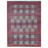 Hand-Knotted High-Quality Red and Blue Area Rug