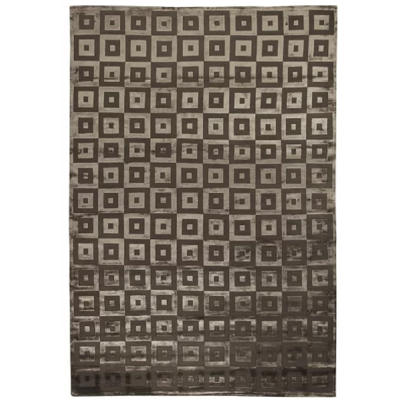 Metro-Velvet Geometric Area Rug in Khaki, Rectangle 10' x 14'