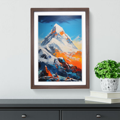 Mount Everest Action Painting - Single Picture Frame Print on Wood