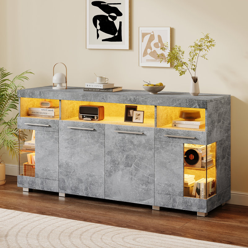 Heron 140cm Wide Accent Sideboard, Gray