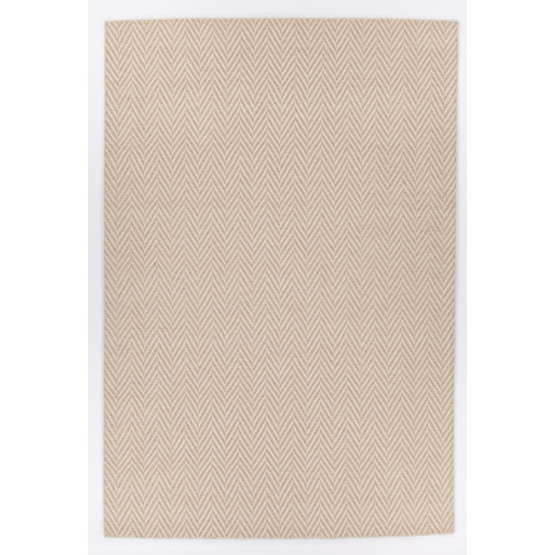 Tapis beige à motif de chevrons fabriqué à la main Schram, Rectangle 5 pi x 7 pi 6 po