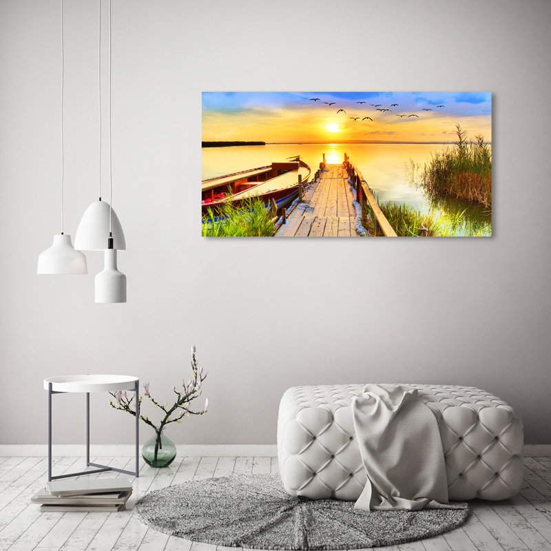 Boat And Pier - Wrapped Canvas Print