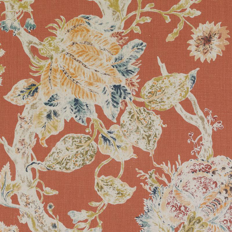Crestmore Traditional Multi-Purpose Fabric, Papaya/Sage