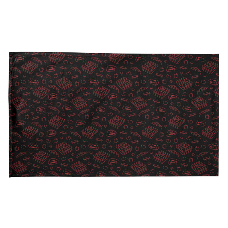 Torchon à motif de pizza classique, Croisé en coton, Rouge
