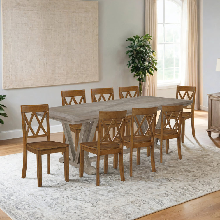 Brookner 17" Wide Wooden Dining Chairs With Double Cross-Back Design