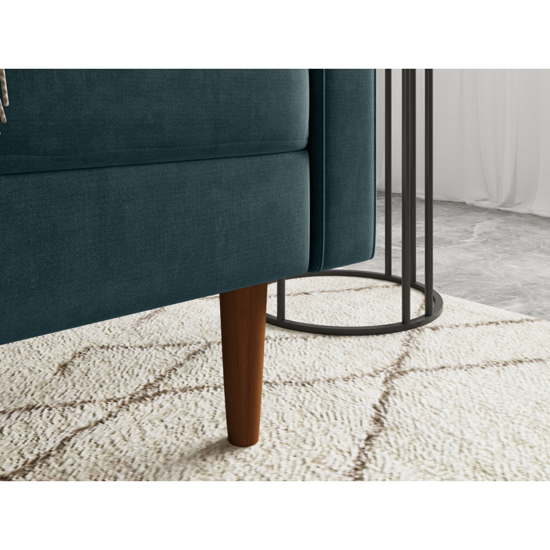 Canapé à accoudoirs carrés 70 po Mattea, 100 % polyester bleu de Prusse
