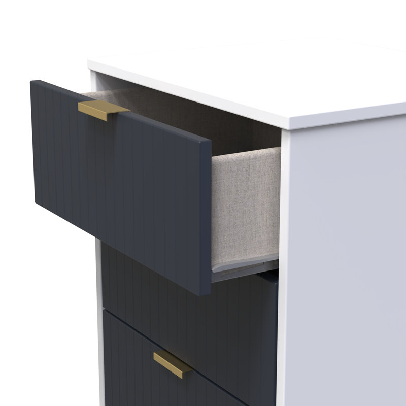 Beranda 45cm W Manufactured Wood Bedside Table, Indigo Matt/White