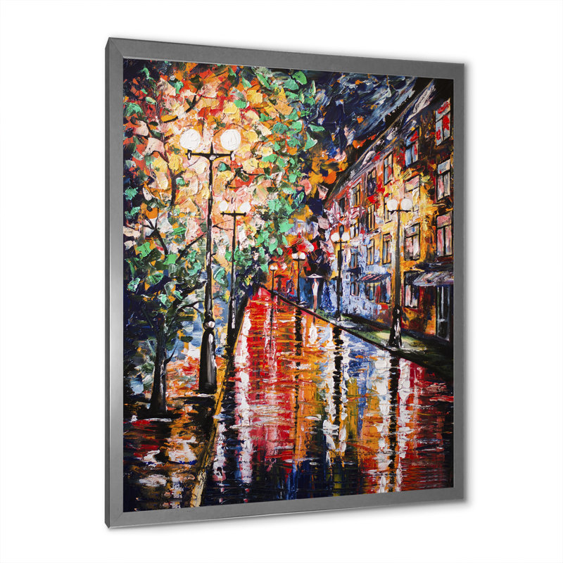 Paris Street Under Rain - Peinture, H 20 po x l 12 po x P 1 po, Cadre photo argenté