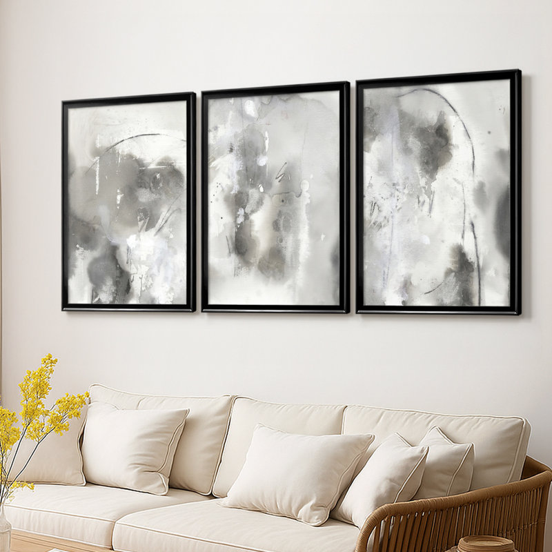 Mystical Objets I - Toile tendue avec châssis sur mesure - 3 pièces, Noir, H 21 po x l 30 po