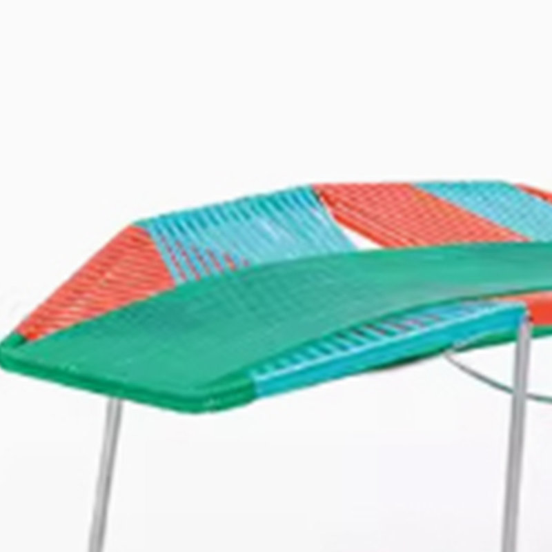 Resort Style Handwoven Rattan Lounge Chair Outdoor Chaise Lounge, Silver, Blue