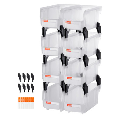 Bacs de rangement en plastique empilables, 10,9 x 5,5 x 5,1 pouces (paquet de 8), contenants en plastique pour l'organisation et les bacs de rangement pour placard, garage, petites pièces, fournitures de bureau, autres accessoires, transparent