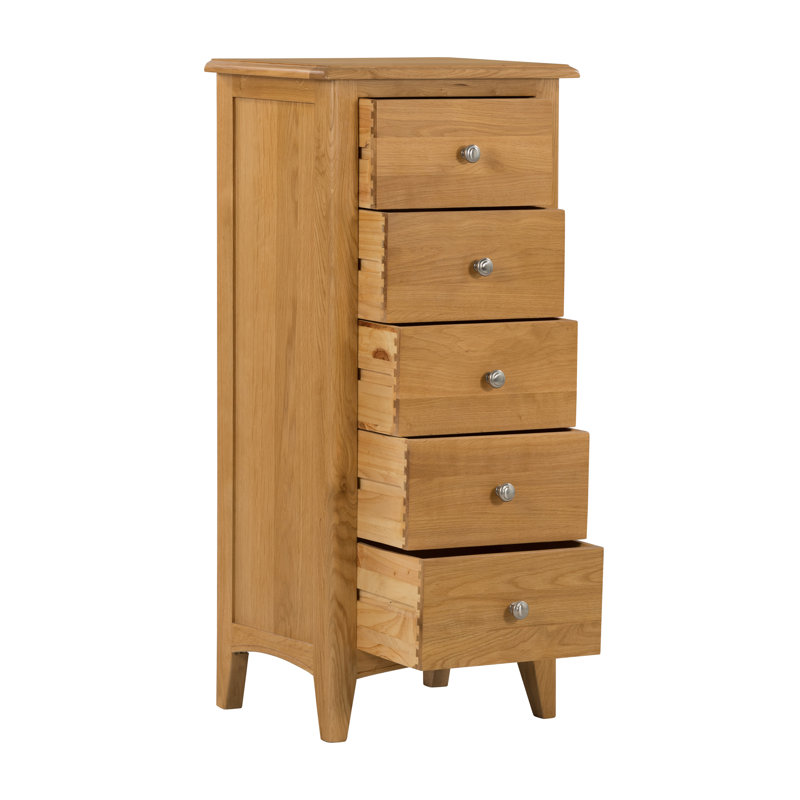 Censu Oak 5 Drawer Narrow Chest