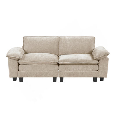 Modern Style Loveseat Plush Comfort Taupe Chenille Fabric Upholstery Contemporary Living Room Furniture 1Pc Durable Plywood