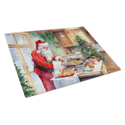Cookies with Santa Claus Father Christmas Glass Cutting Board Large
