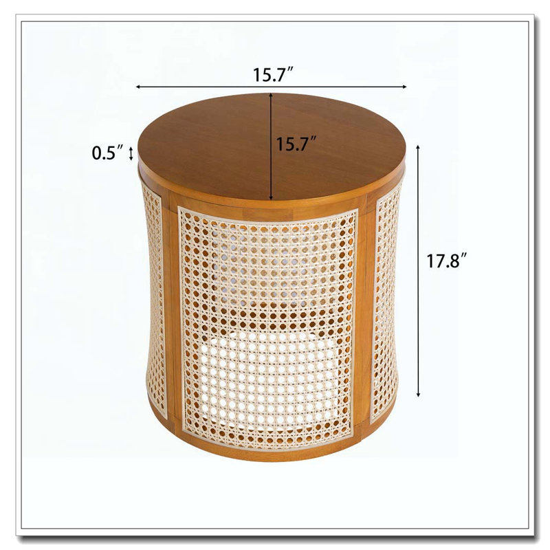 Table de bout ronde 15,70 po, table d'appoint tissée creuse, Ocre