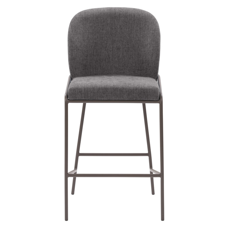 Deciderio Upholstered 26.25'' Counter Stool with Metal Legs, Polyester-Dark Gray