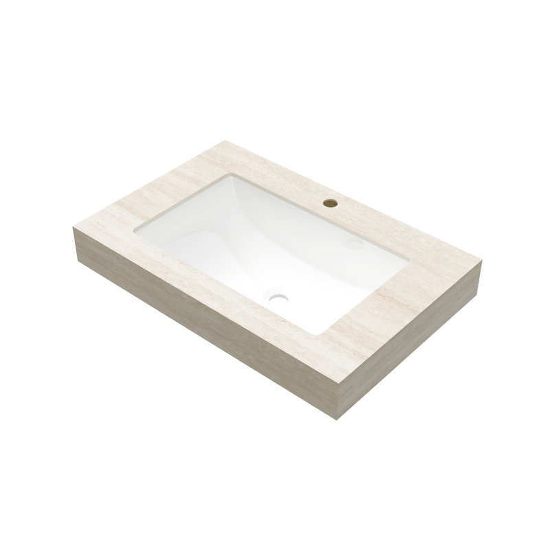 Sintered Stone Countertop and Undermount Ceramic Basin, Beige