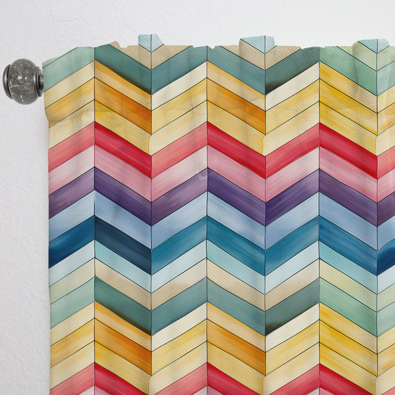 Watercolor Caprice - Motif à chevrons multicolore II - Rideau obscurcissant à chevrons - 1 panneau, L 52 po x L 63 po