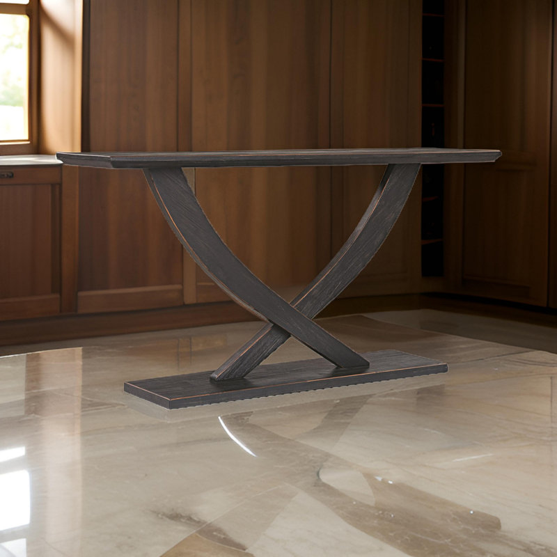 Lyndel 57.25'' Solid Wood Console Table, Black