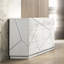 Commode de style blanc ultra moderne avec 6 tiroirs et lignes en relief