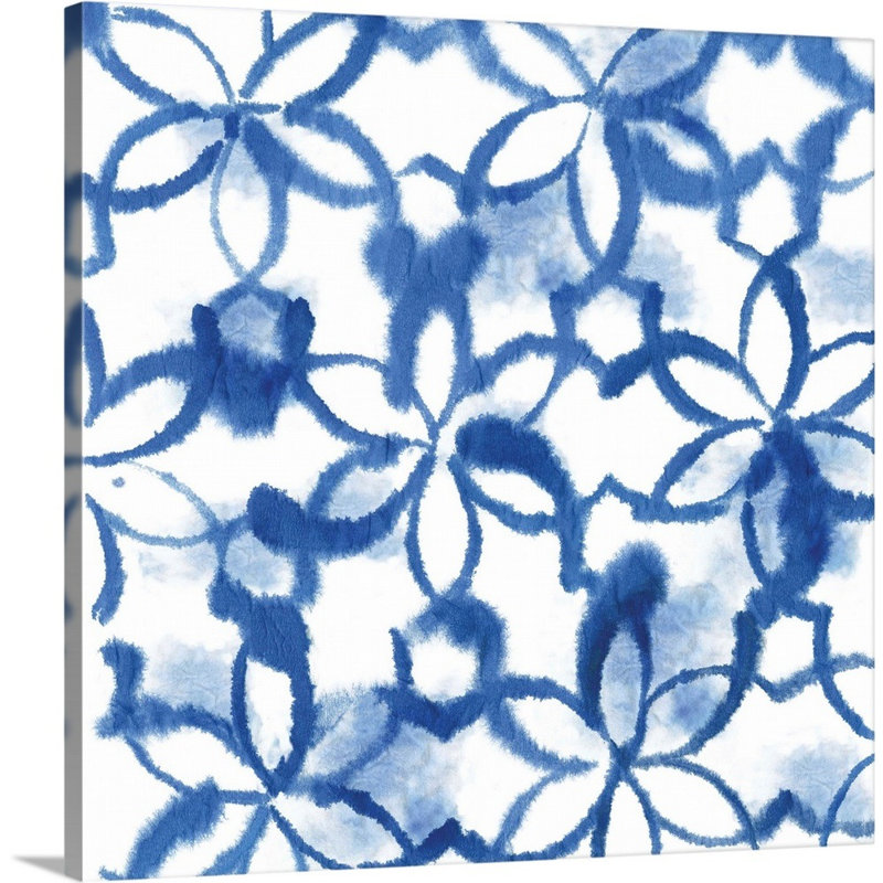 «Indigo Floral» par Aimee Wilson, reproduction sur toile, Toile tendue, H 30 po x l 30 po x P 1,25 po