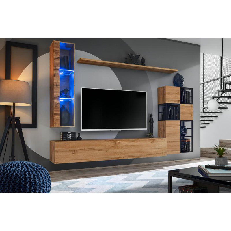 Switch Metal II Entertainment Unit 250cm - Urban Metal-Framed Media Set for TVs Up To 75 In, Oak Wotan