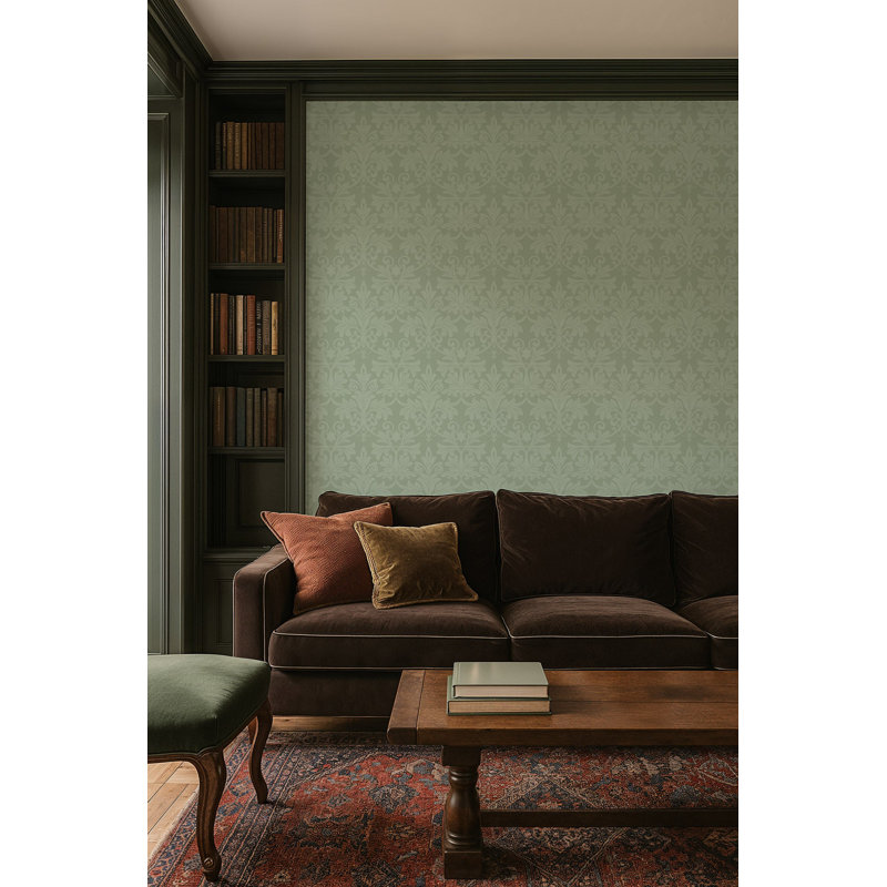Rococo Relief - Wallpaper, Misty Green, Peel & Stick