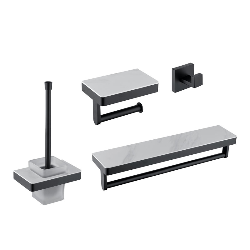 Solid Brass Bathroom Hardware Set, Black/Gray
