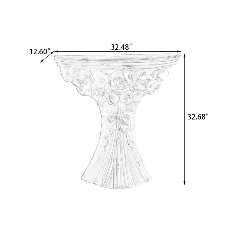 32.48" White Semi-Circle Solid Wood Console Table