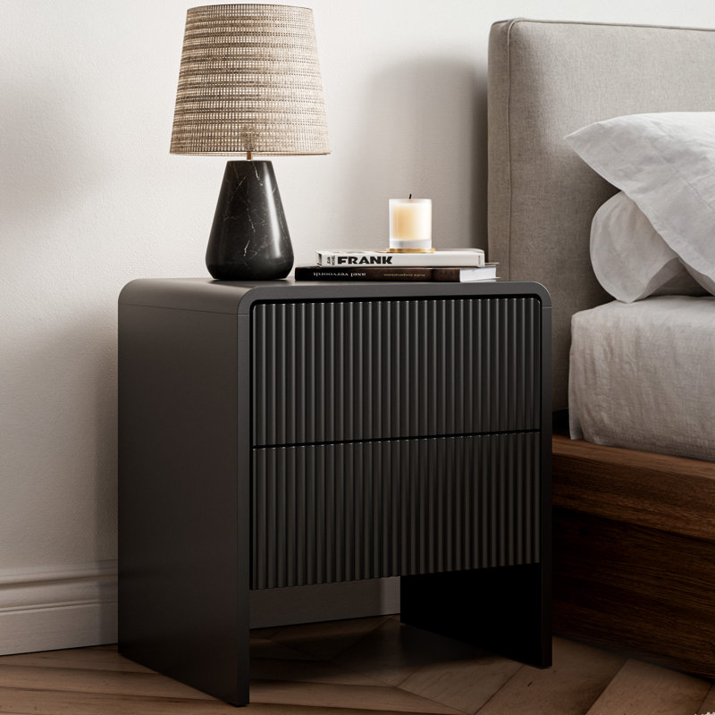 Nightstand With 2 Drawers (set Of 2), Black