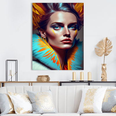 Décoration murale colorée femme sensuelle en manteau de fourrure II