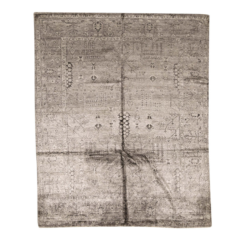 Tapis unique gris de 7 pi 11 po x 9 pi 9 po