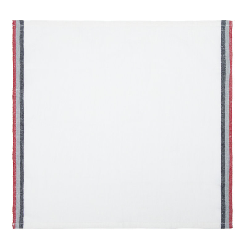 Camryn Striped Square Napkin, White/Red/Gray/Black
