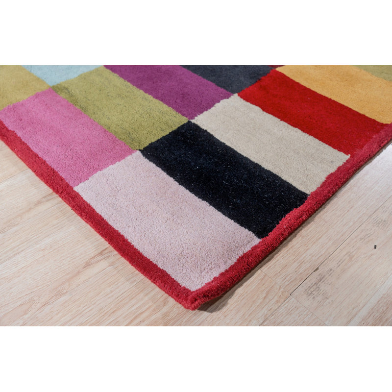 Captivating Amara Multicolored Hand Tufted Wool Contemporary Transitional 5' x 8' Area Rug