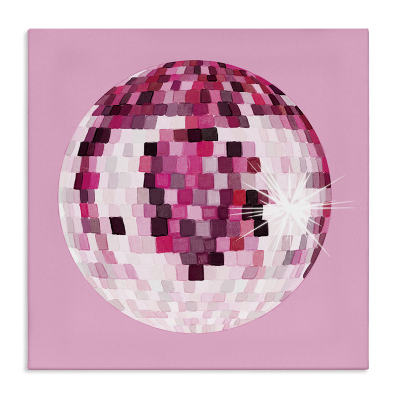 " Dazzling Pink Disco Ball Shining Geometric Pattern " by Hey Bre! Creative Studio, 24" H x 24" W x 1.5" D