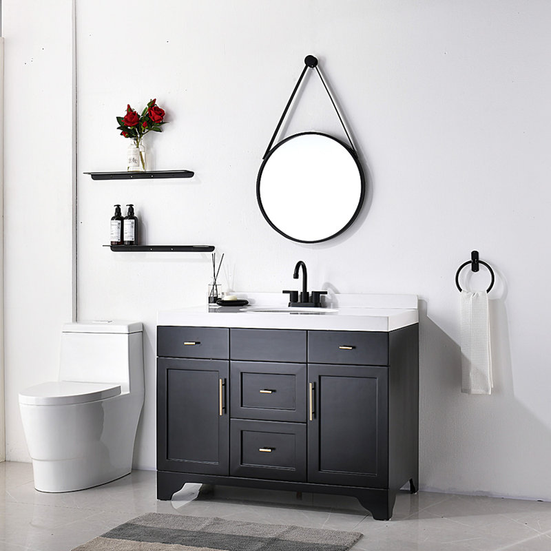 Robinet de salle de bain à entraxe sans plomb Centreset, Noir mat