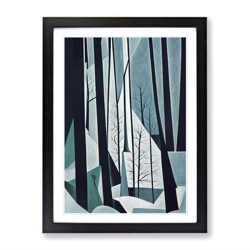 FRM-V0523-46X Abstract Winter Forest Vol.3 - Single Picture Frame Print, Black Framed, 64cm H x 46cm W x 2cm D
