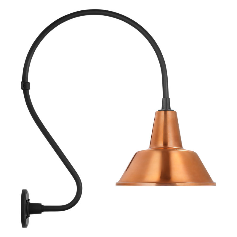 Thomas O'Brien, "Academy 18" Larrabee Barn Light in Matte Black with 12.5" Soft Copper Bowers Shade, Copper