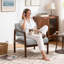 Upholstered Linen Blend Accent Chair-2008968006
