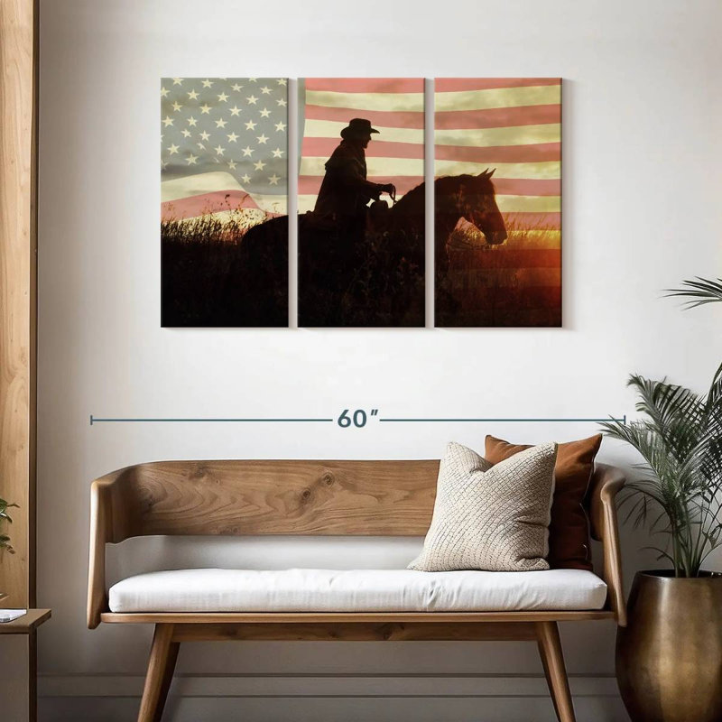 Lelar Cowboy US Flag, 28" H x 45" W