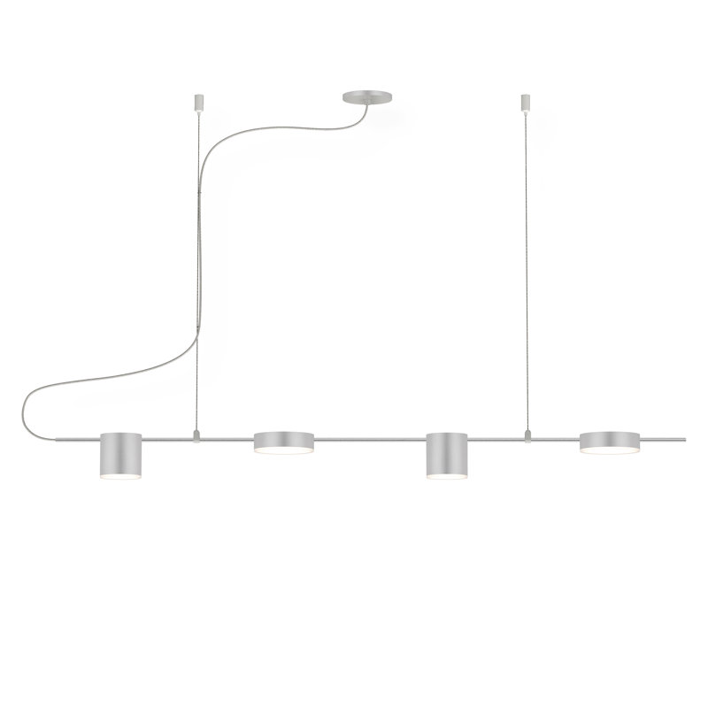 Luminaire suspendu linéaire à 4 lumières pour îlot de cuisine Counterpoint, Aluminium satiné brillant
