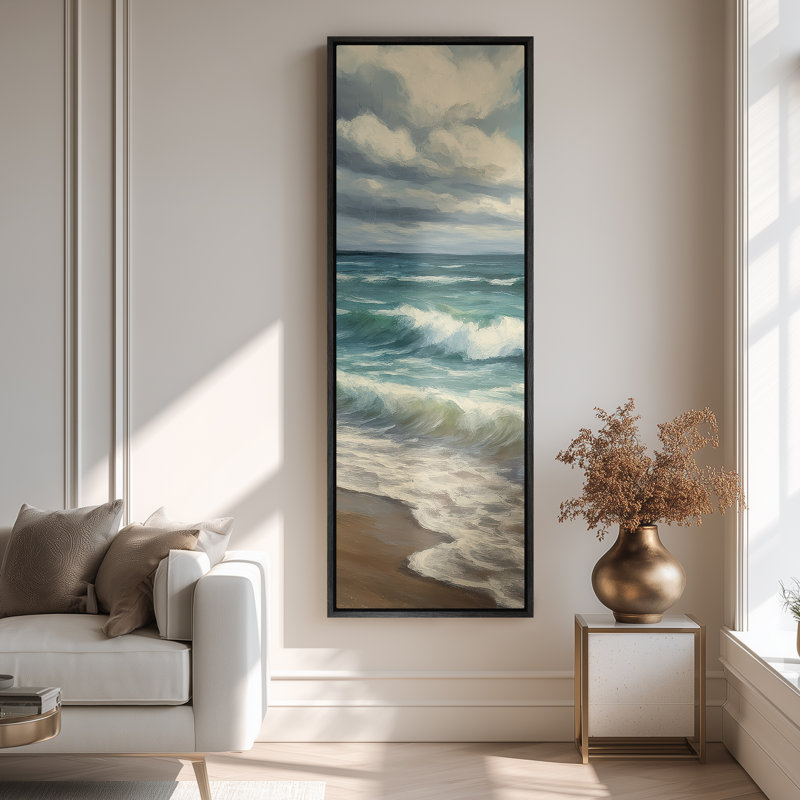 Grand art mural sur toile encadrée, vagues de plage et bord de mer ou impressions nautiques - 60 po x 20 po, 60 po x 30 po