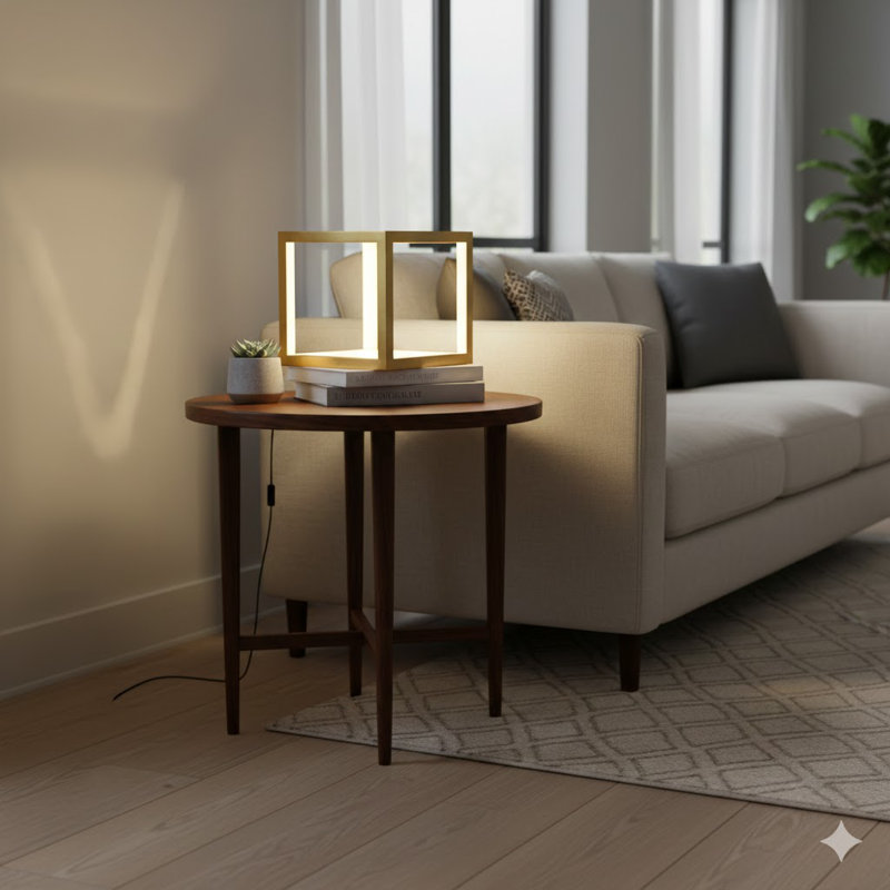 Mauck LED Square Table Lamp, Gold