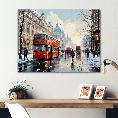 London Urban Red Bus In UK - Bus Metal Wall Art